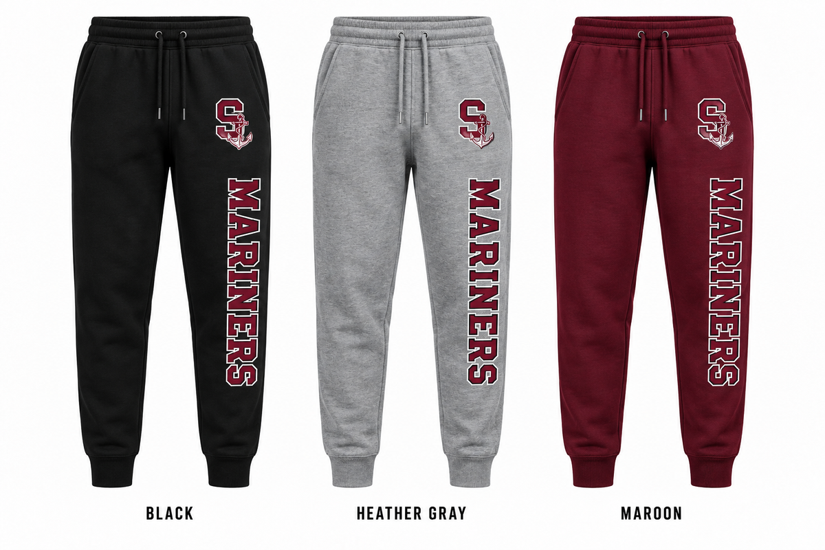 southampton varsity joggers in Black, Heather Gray and Maroon