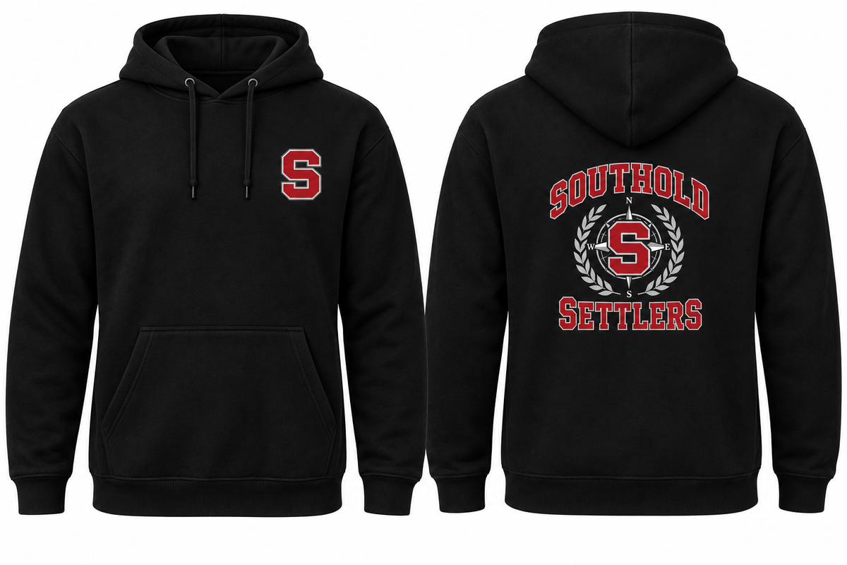 SOUTHOLD SETTLERS black hoodie front and back