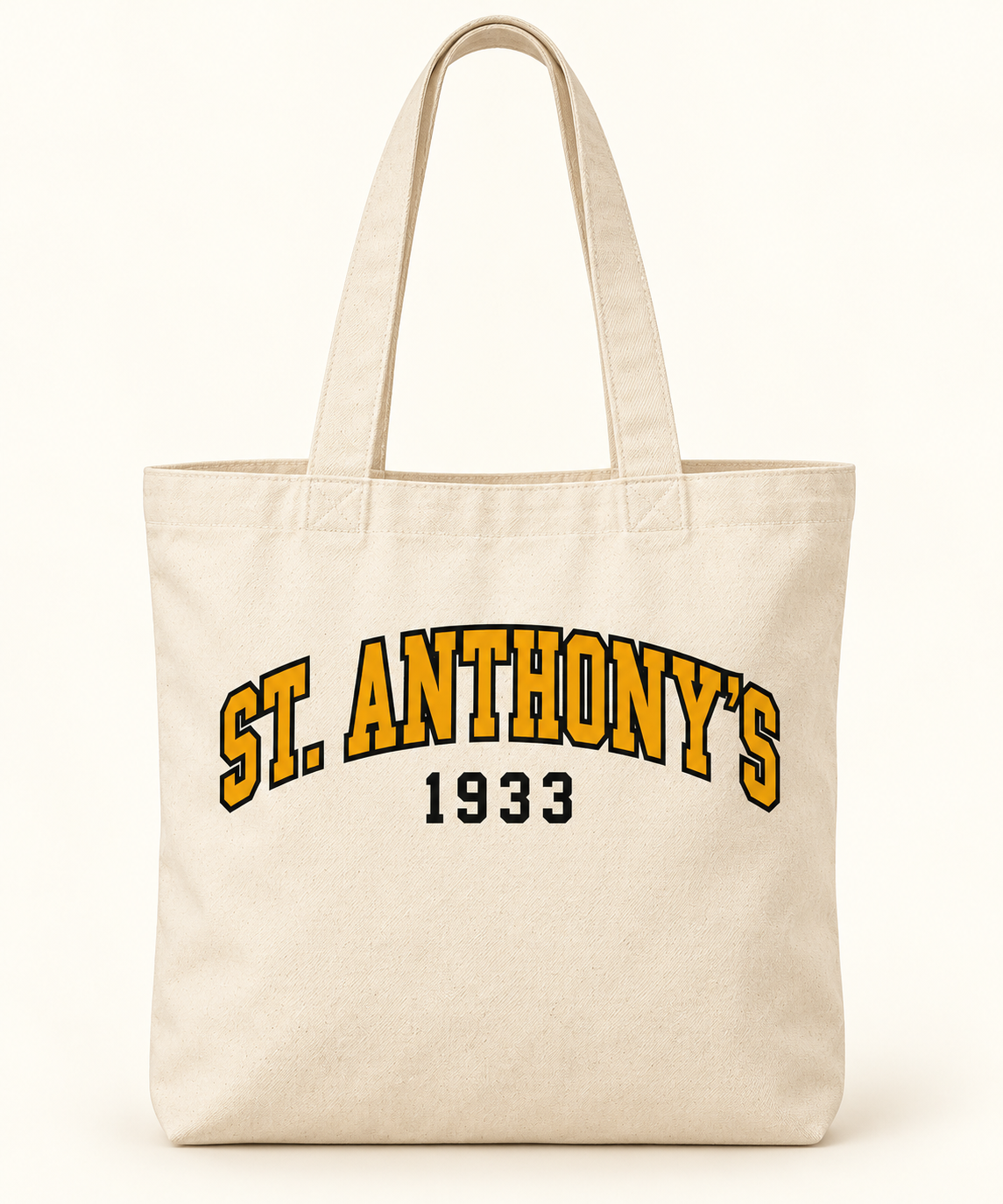 St. Anthony's Classic Name Campus Tote in Natural — collegiate school spirit design