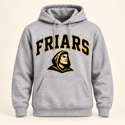 St. Anthony's Collegiate Friars Pullover Hoodie in Sport Gray — front view, independent Friars fan gear by 47 Swag Co
