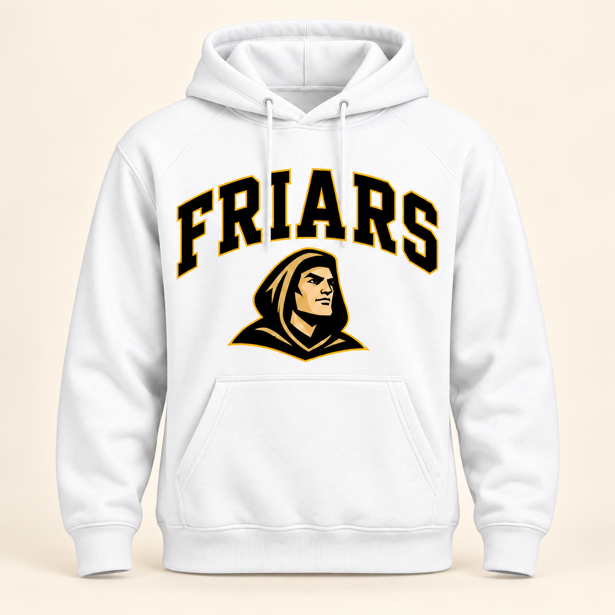 St. Anthony's Collegiate Friars Pullover Hoodie in White — front view, independent Friars fan gear by 47 Swag Co