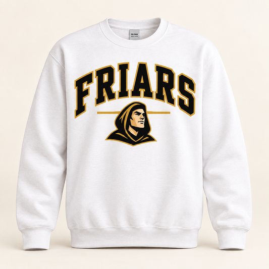 St. Anthony's Collegiate Friars Crewneck Sweatshirt in White — front view