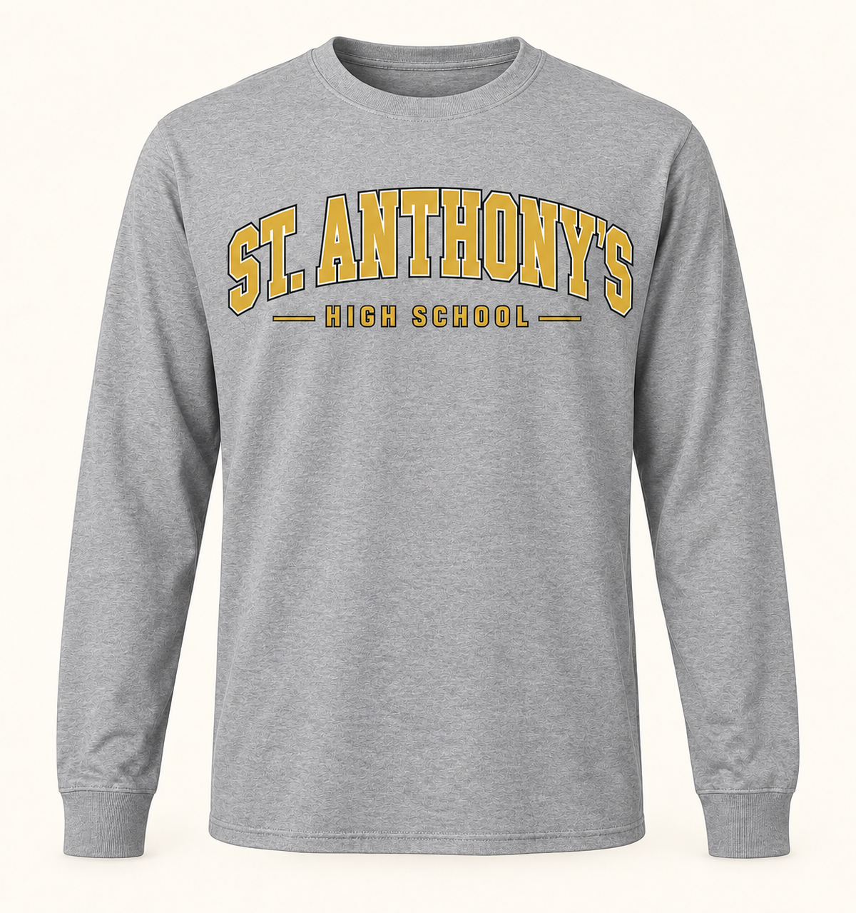 St. Anthony's High School Collegiate Long-Sleeve Tee in Heather Gray — collegiate lettering