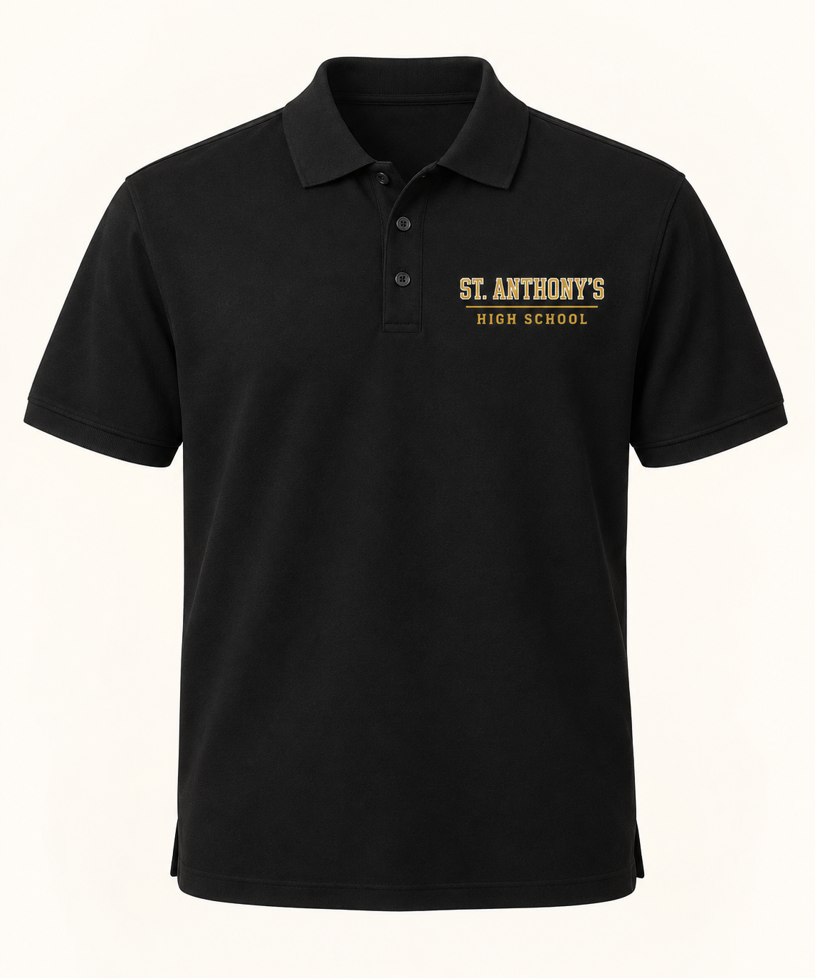 St. Anthony's High School Classic Prep Polo in Black — collegiate lettering