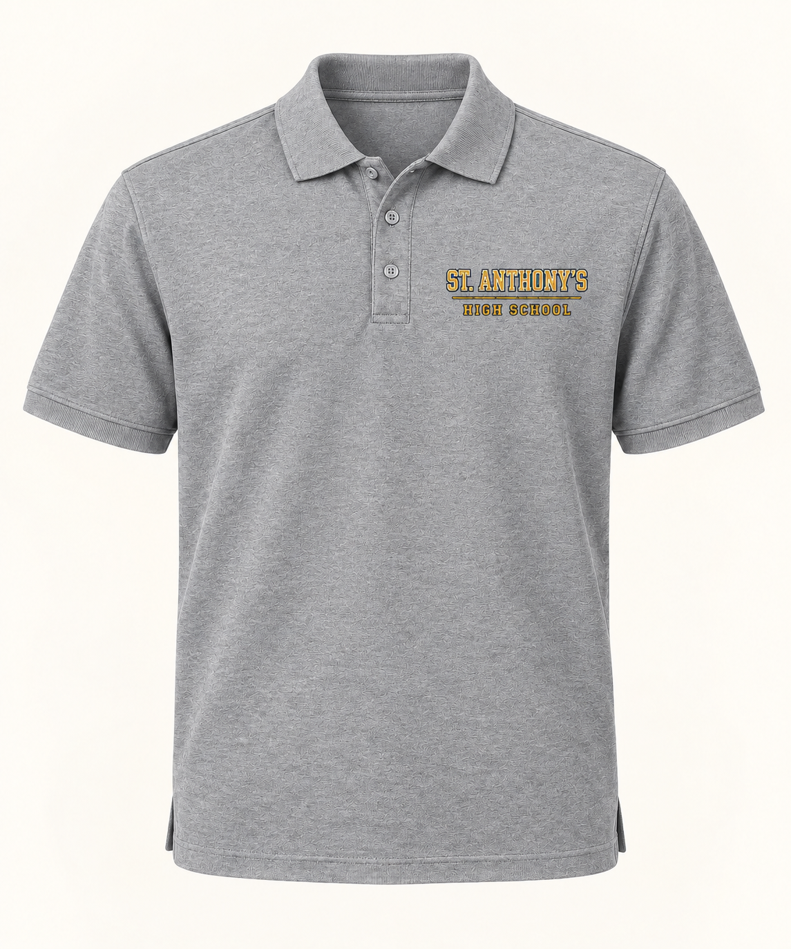 St. Anthony's High School Classic Prep Polo in Heather Gray — collegiate lettering