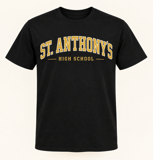 St. Anthony's High School Collegiate T-Shirt in Black — collegiate lettering