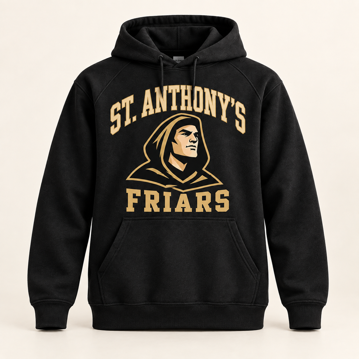 St. Anthony's Varsity Friar Pullover Hoodie in Black — front view