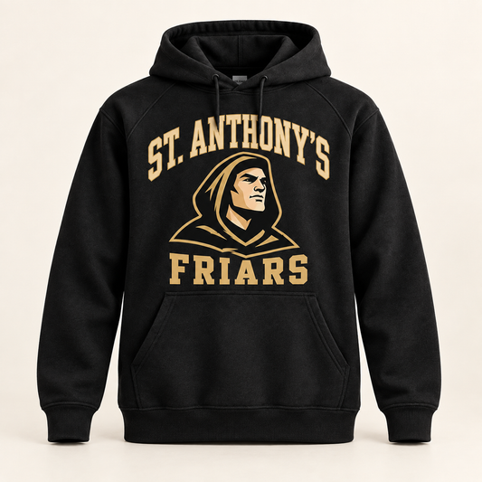 St. Anthony's Varsity Friar Pullover Hoodie in Black — front view