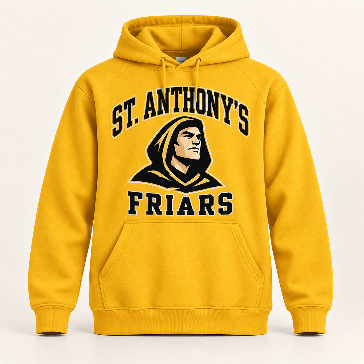 St. Anthony's Varsity Friar Pullover Hoodie in Gold — front view