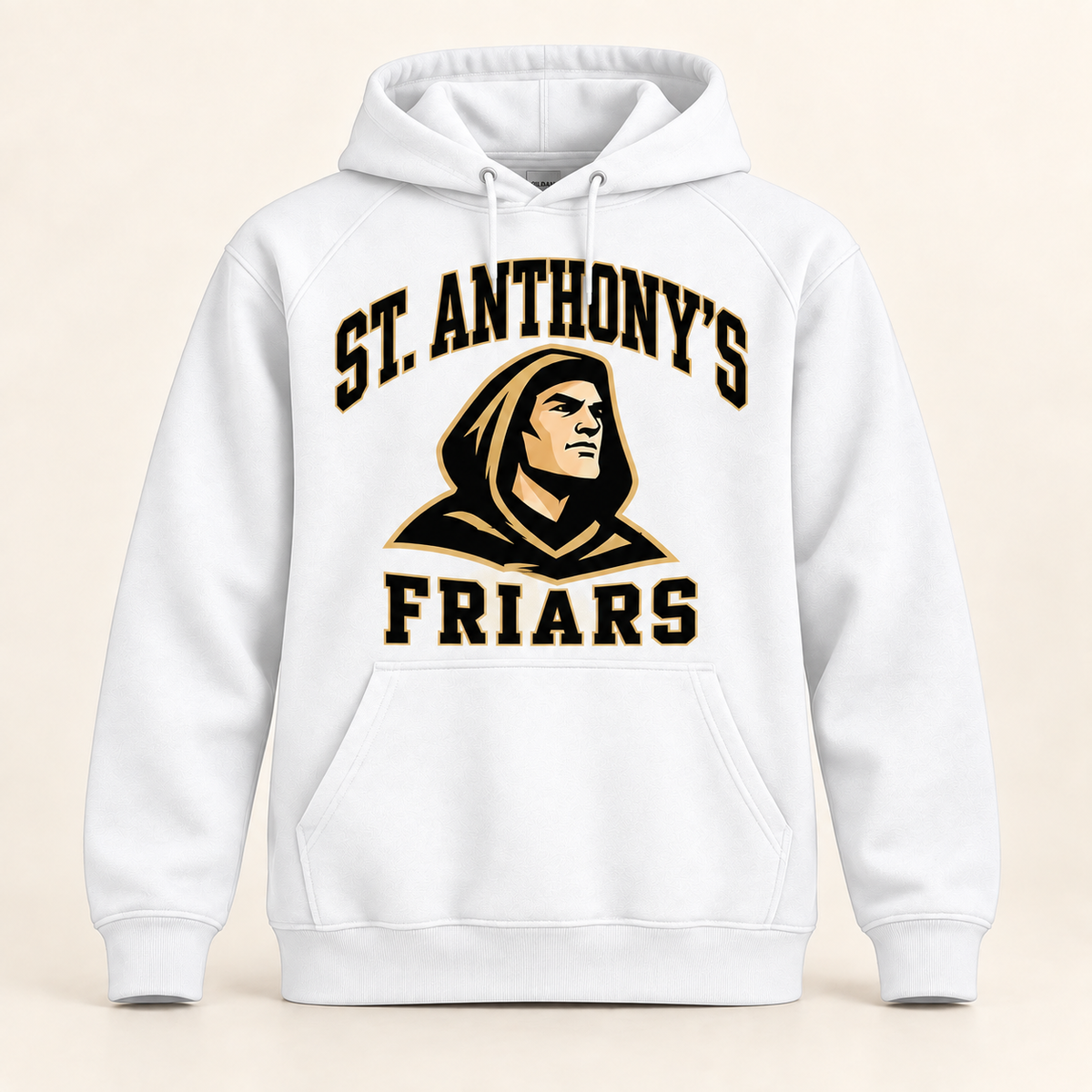 St. Anthony's Varsity Friar Pullover Hoodie in White — front view