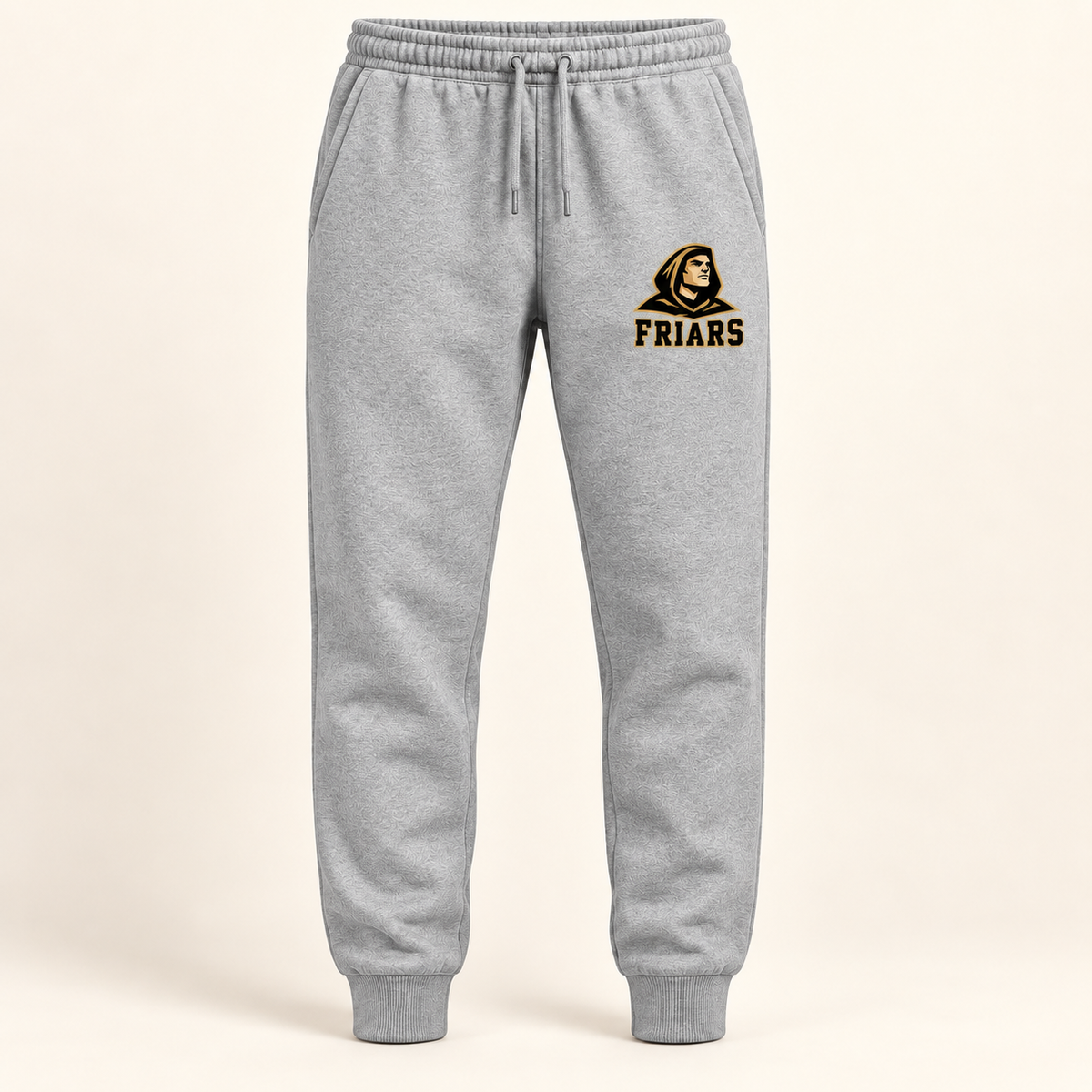 St. Anthony's Varsity Friar Fleece Joggers in Sport Gray — front view, independent Friars fan gear by 47 Swag Co