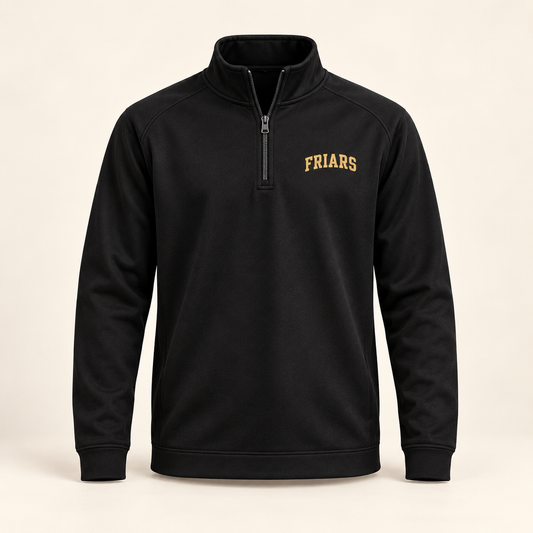 St. Anthony's Sideline Quarter-Zip Pullover in Black — front view, independent Friars fan gear by 47 Swag Co
