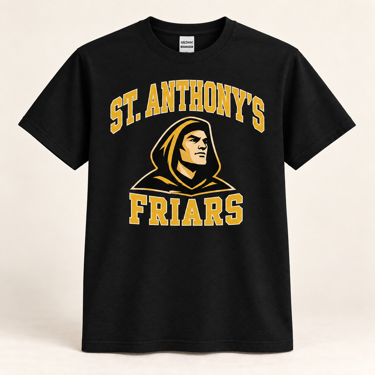 St. Anthony's Varsity Friar T-Shirt in Black — front view