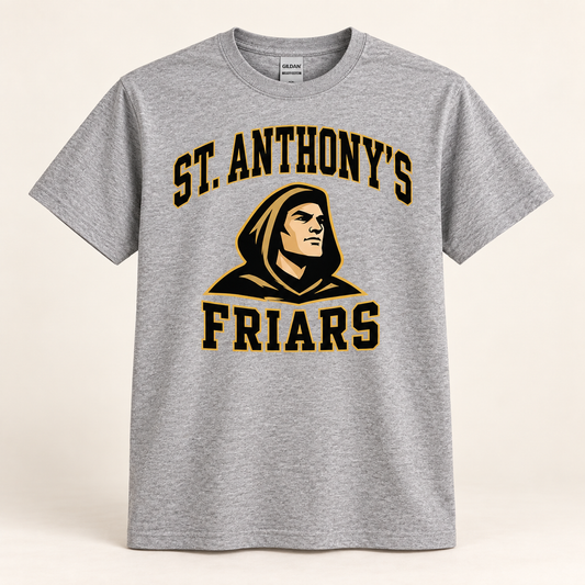 St. Anthony's Varsity Friar T-Shirt in Sport Gray — front view