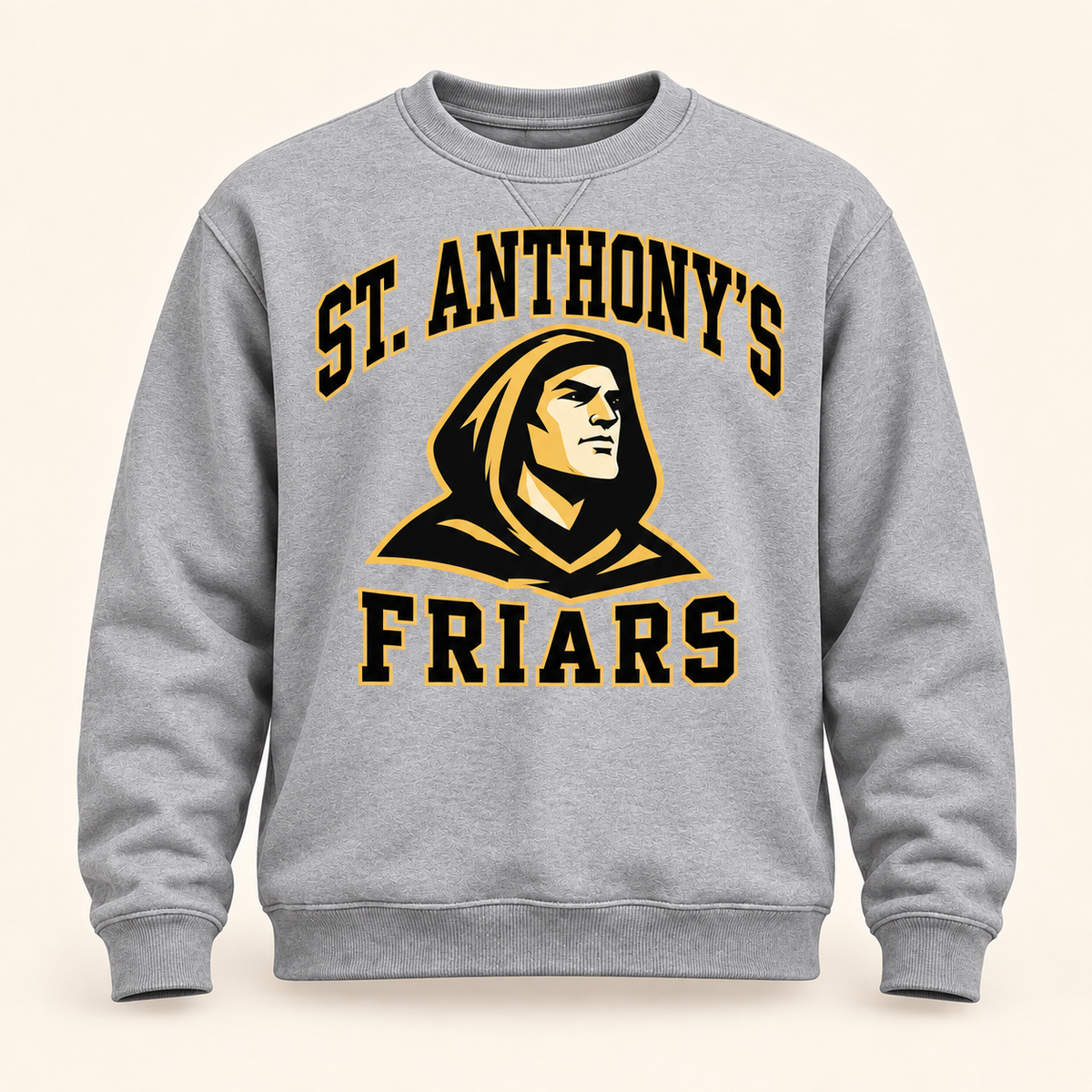 St. Anthony's Varsity Friar Crewneck Sweatshirt in Sport Gray — front view, independent Friars fan gear by 47 Swag Co