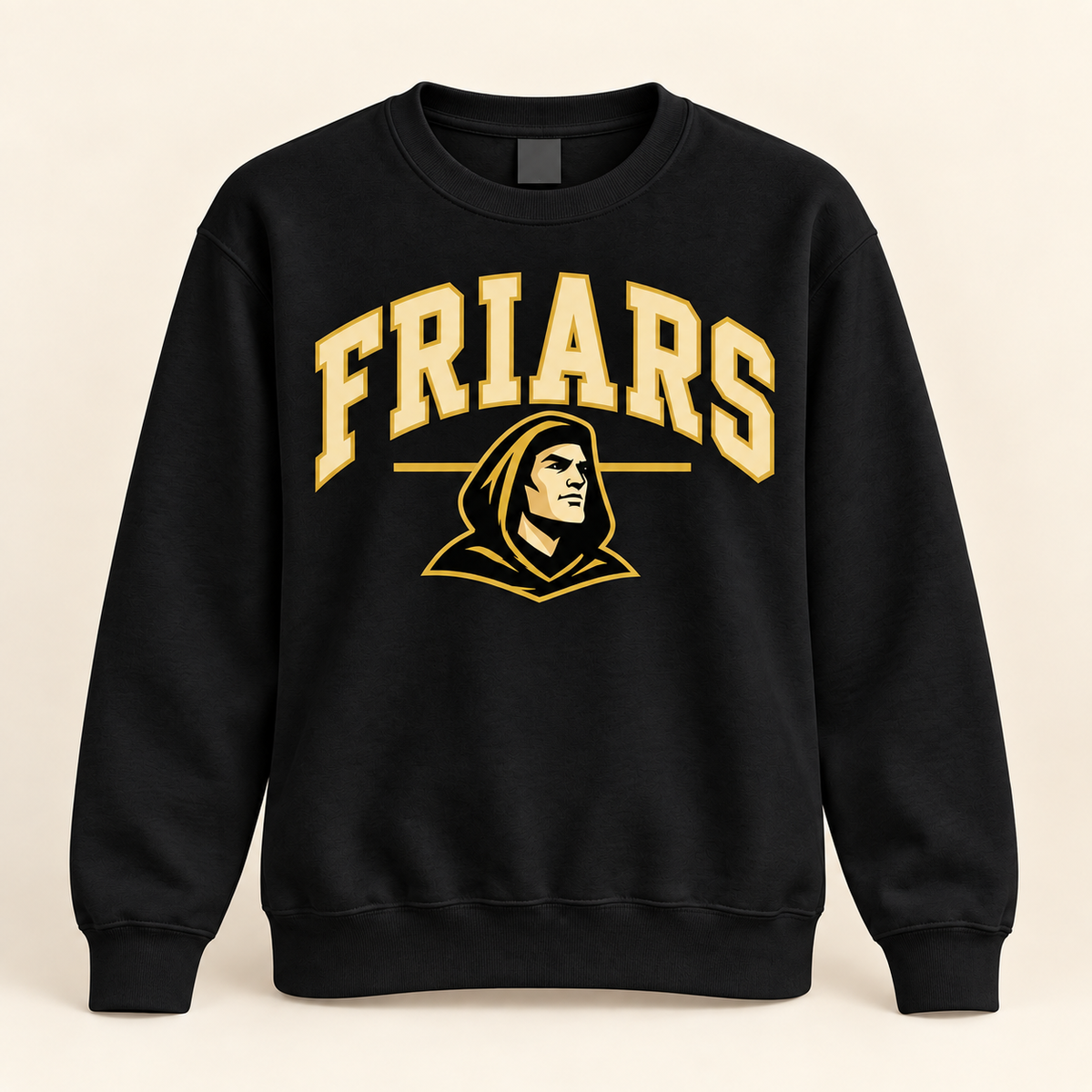 St. Anthony's Women's Collegiate Friars Crewneck in Black — front view, independent Friars fan gear by 47 Swag Co