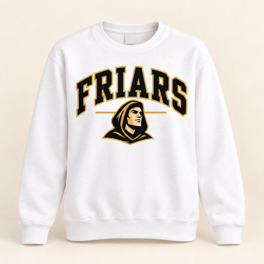St. Anthony's Women's Collegiate Friars Crewneck in White — front view, independent Friars fan gear by 47 Swag Co
