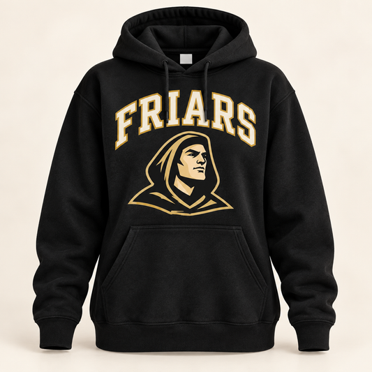St. Anthony's Women's Collegiate Friars Hoodie in Black — front view, independent Friars fan gear by 47 Swag Co