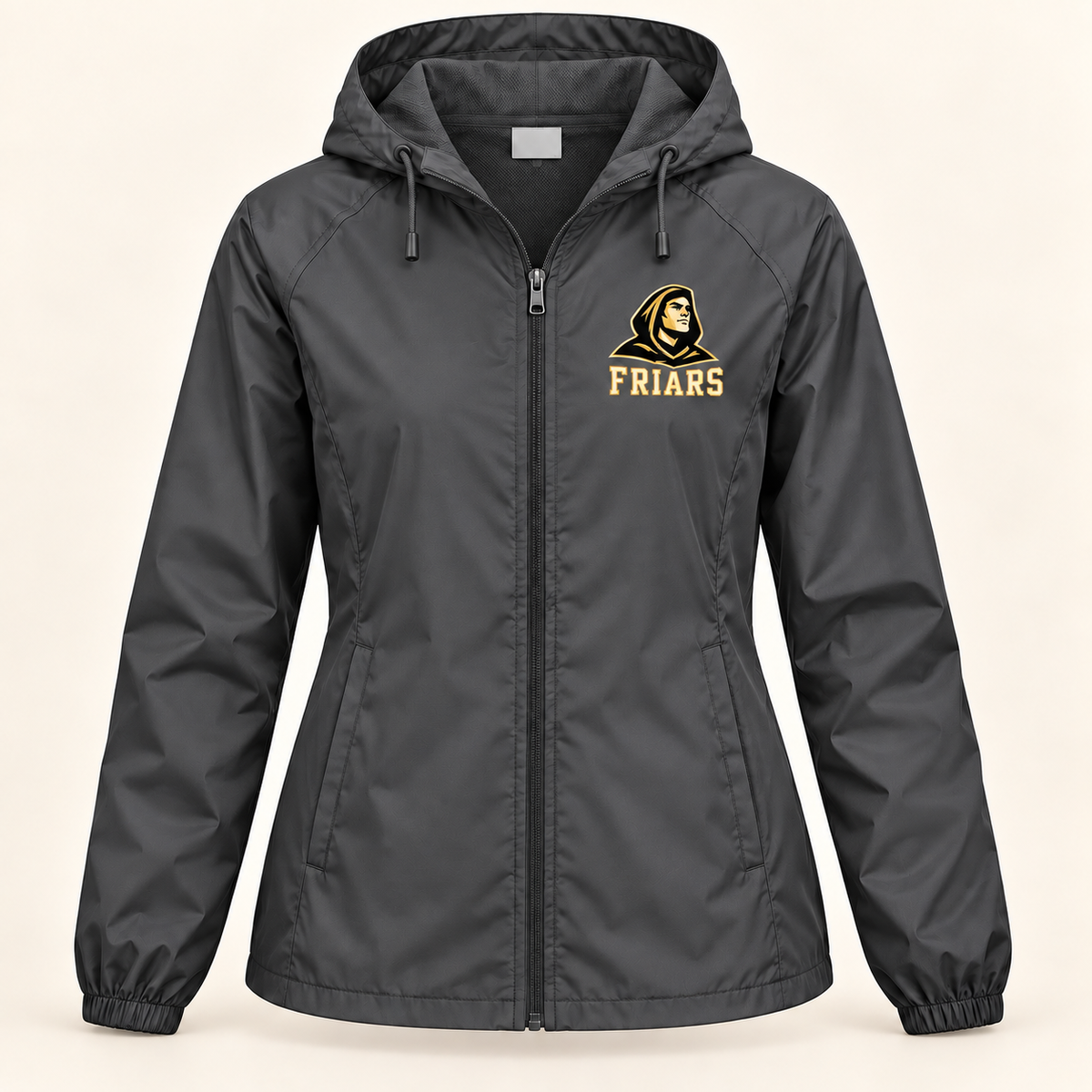 St. Anthony's Women's Sideline Friars Windbreaker in Graphite — front view, independent Friars fan gear by 47 Swag Co