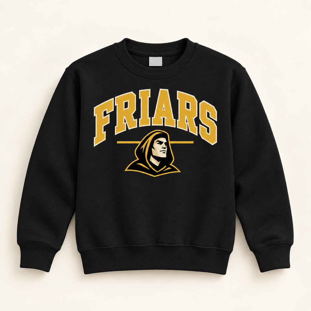 St. Anthony's Youth Collegiate Friars Crewneck in Black — front view, independent Friars fan gear by 47 Swag Co