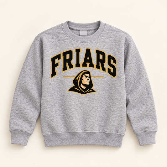 St. Anthony's Youth Collegiate Friars Crewneck in Sport Gray — front view, independent Friars fan gear by 47 Swag Co