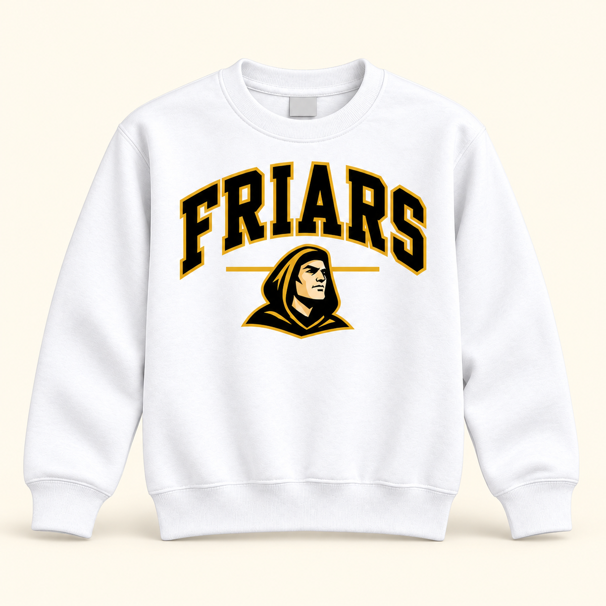 St. Anthony's Youth Collegiate Friars Crewneck in White — front view, independent Friars fan gear by 47 Swag Co