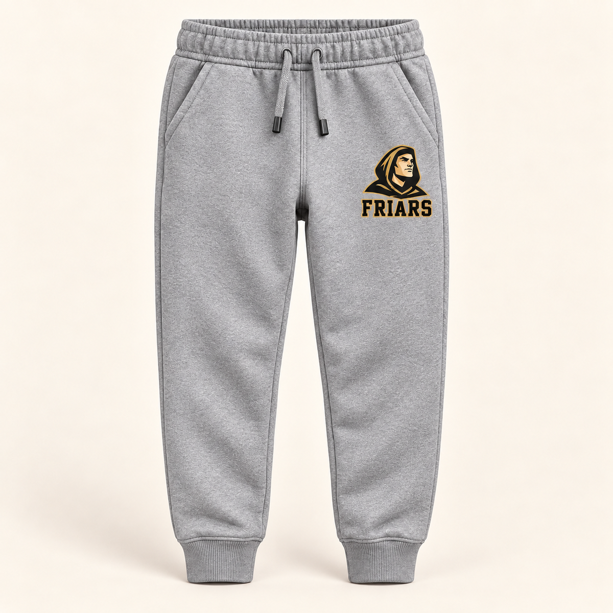 St. Anthony's Youth Varsity Friar Fleece Joggers in Sport Gray — front view, independent Friars fan gear by 47 Swag Co