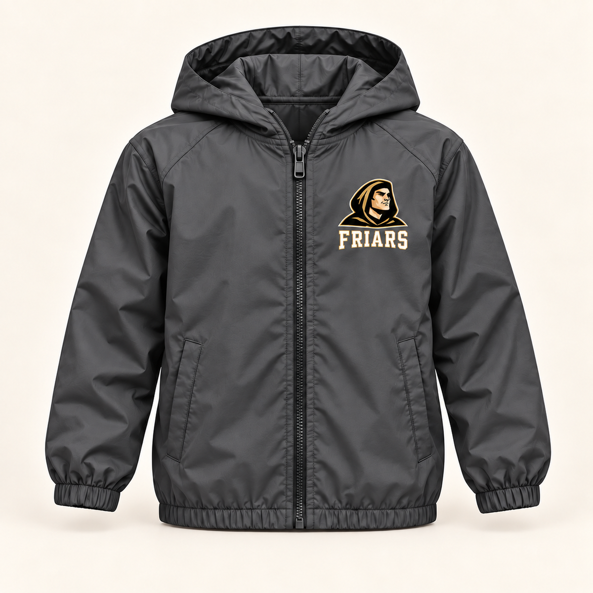 St. Anthony's Youth Sideline Friars Windbreaker in Graphite — front view, independent Friars fan gear by 47 Swag Co