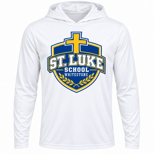 St. Luke School Adult Performance Hooded Long Sleeve in White
