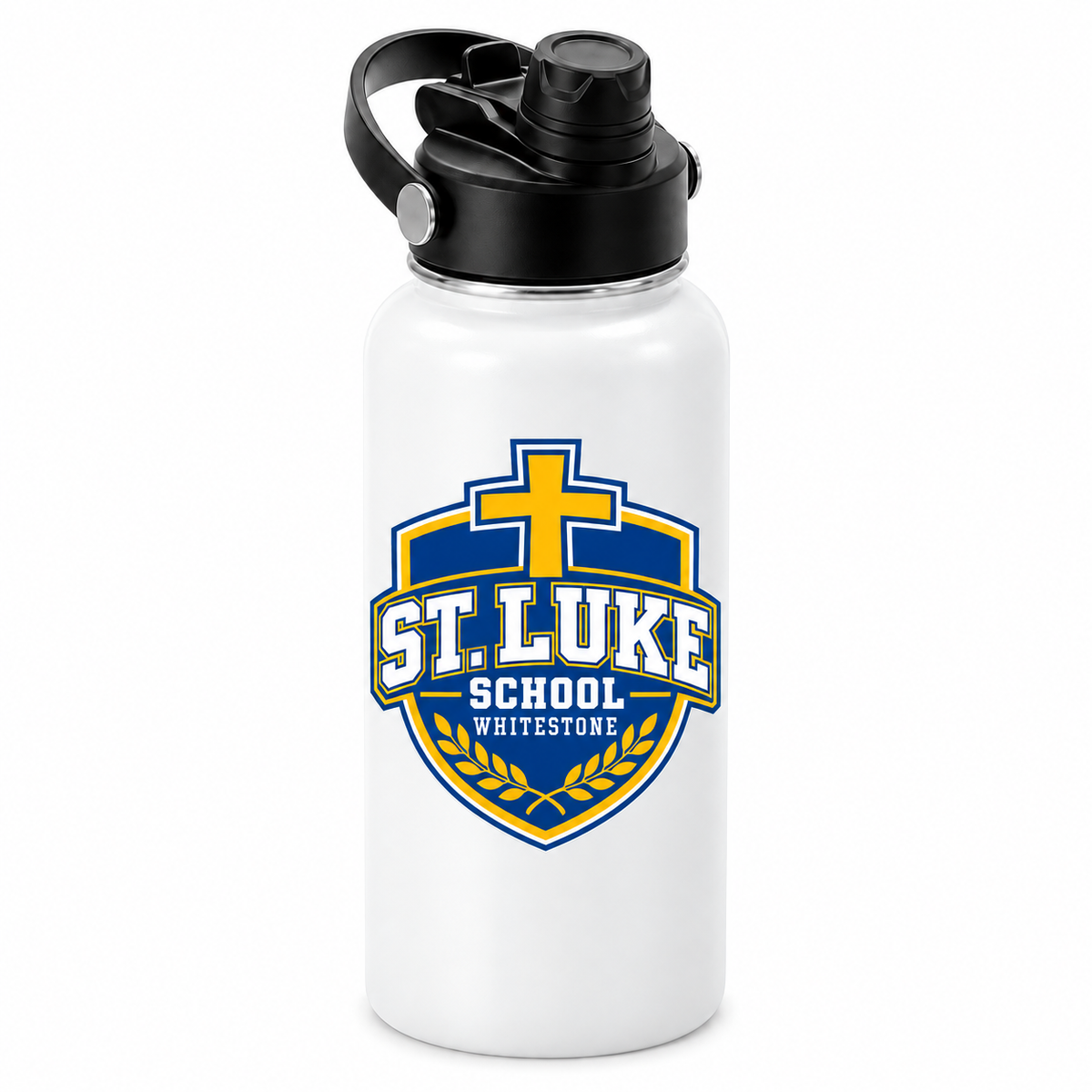 St. Luke School 32oz Dual-Lid Water Bottle in White