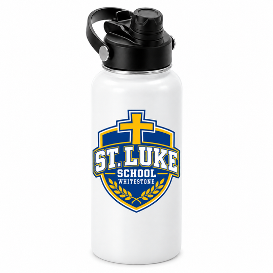 St. Luke School 32oz Dual-Lid Water Bottle in White