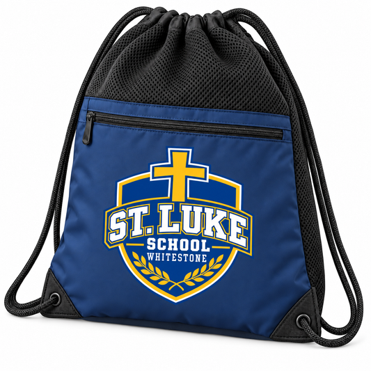 St. Luke School Polyester Zippered Cinch Bag in Navy