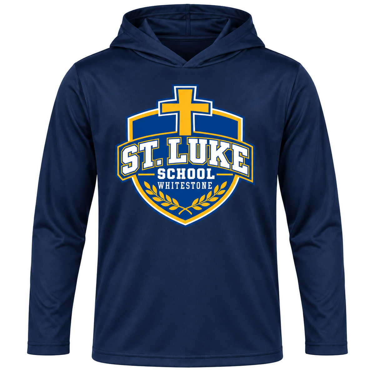 St. Luke School Youth Performance Hooded Long Sleeve in Sport Dark Navy