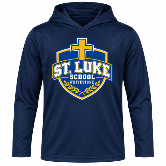 St. Luke School Youth Performance Hooded Long Sleeve in Sport Dark Navy