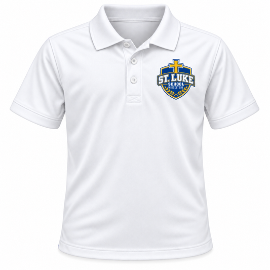 St. Luke School Youth Performance Polo in White