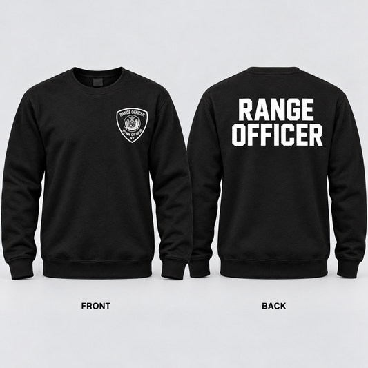 Town of Islip Range Officer Crewneck Sweatshirt - Black — front and back
