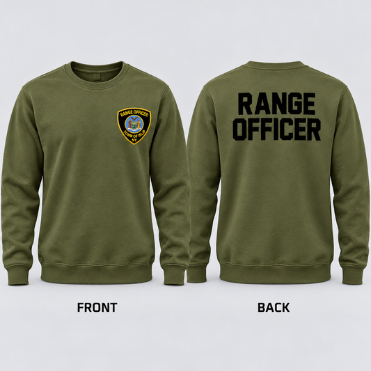 Town of Islip Range Officer Crewneck Sweatshirt - Olive — front and back