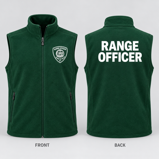 Town of Islip Range Officer Fleece Vest - Forest Green front and back