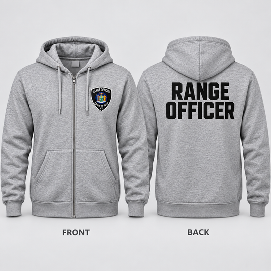 Town of Islip Range Officer Full-Zip Hoodie - Heather Gray — front and back