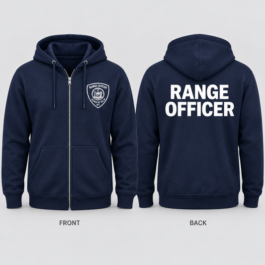 Town of Islip Range Officer Full-Zip Hoodie - Navy / white print front and back