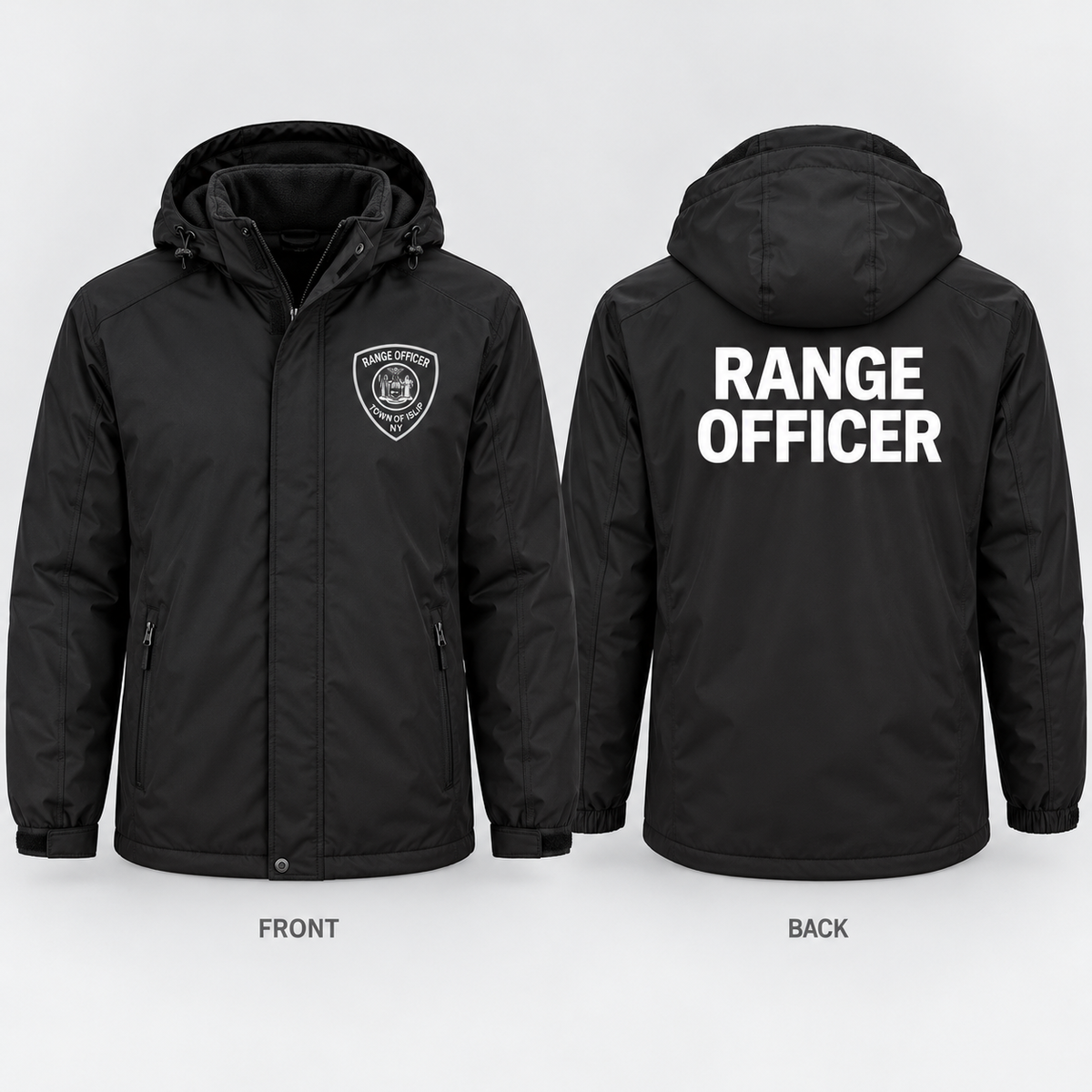 Town of Islip Range Officer Holloway Cold Secure Fleece-Lined Jacket - Black front and back
