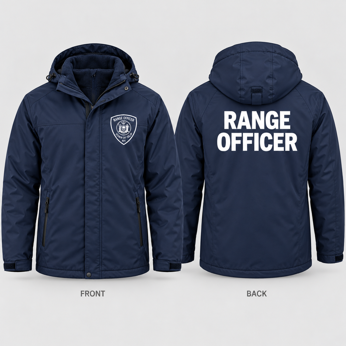 Town of Islip Range Officer Holloway Cold Secure Fleece-Lined Jacket - Navy front and back