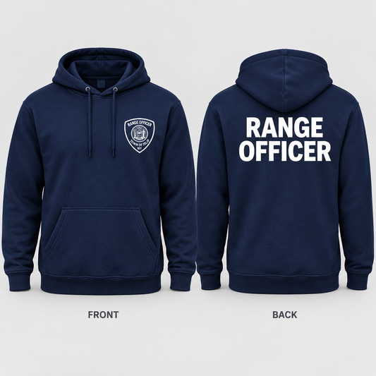 Town of Islip Range Officer Independent Trading Heavyweight Hoodie - Navy / white print front and back