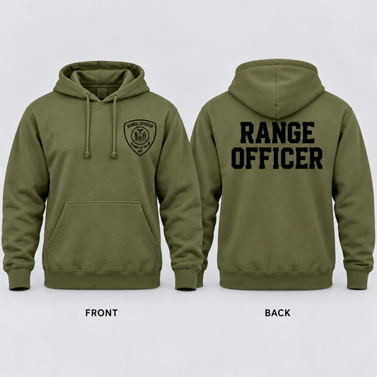 Town of Islip Range Officer Independent Trading Heavyweight Hoodie - Olive — front and back
