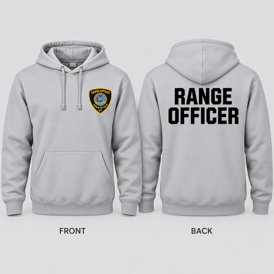 Town of Islip Range Officer Independent Trading Heavyweight Hoodie - Silver — front and back