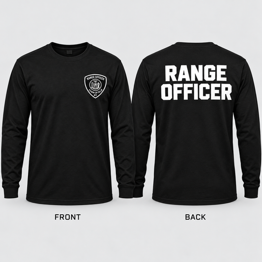 Town of Islip Range Officer Long Sleeve Tee - Black — front and back