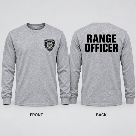Town of Islip Range Officer Long Sleeve Tee - Heather Gray — front and back