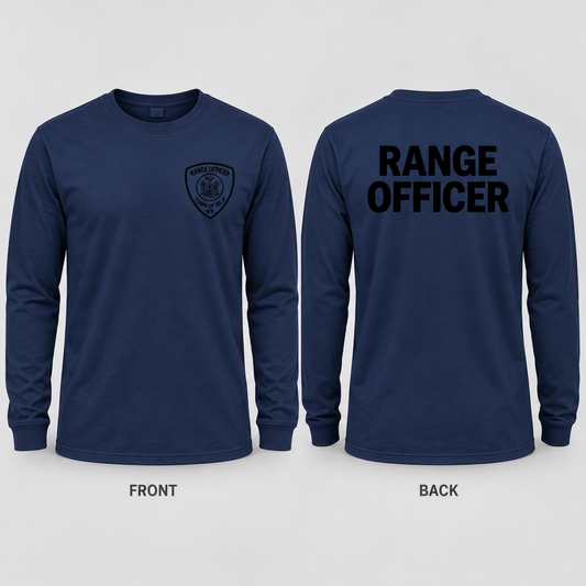 Town of Islip Range Officer Long Sleeve Tee - Navy / black print front and back