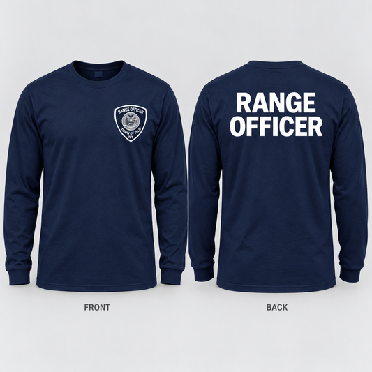 Town of Islip Range Officer Long Sleeve Tee - Navy / white print front and back