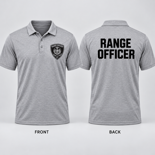 Town of Islip Range Officer Performance Golf Polo - Heather Gray — front and back